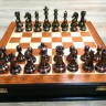 Шахматы металлические Стаунтон N9 с доской-ларцом Вишня