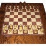 Шахматы-шашки магнитные пластиковые ЛЮКС (под дерево) c цельной доской 31 см