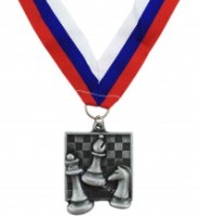 Медаль шахматная квадратная "СЕРЕБРО" 