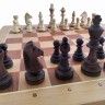 Шахматы Стаунтон №6 с утяжелителем (Wegiel) с доской-ларцом МОДЕРН 50 см