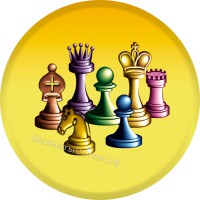 Магнит круглый (56 мм) "Цветные шахматы"