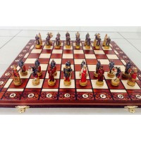 Шахматы "Татаро-монголы и Русские князья" со складной деревянной доской Амбассадор