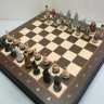 Фигуры шахматные ИНДИЙСКИЕ с утяжелителем (на выбор) с доской-ларцом ВЕНГЕ
