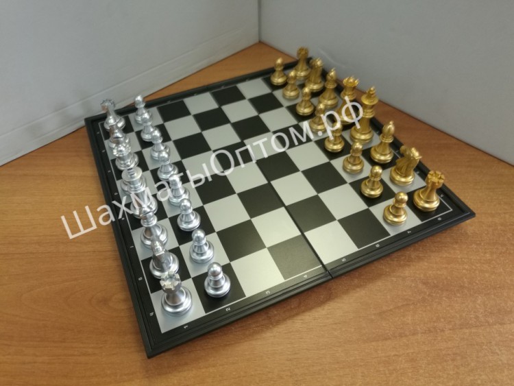 Шахматы магнитные пластиковые "золото-серебро" 25 см (арт.3810-А)