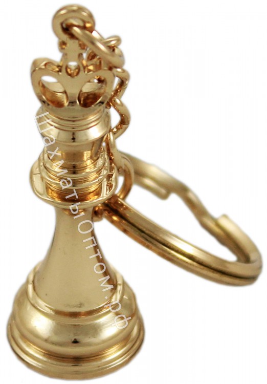 Брелок металлический 3D золотой малый Chess King